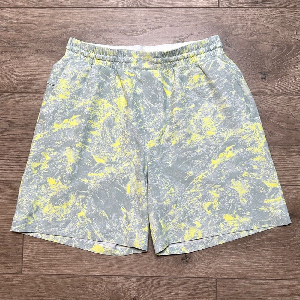 Lululemon Pool Short 7" Washed Marble Alpine White Electric Lemon Multi (flaw) S